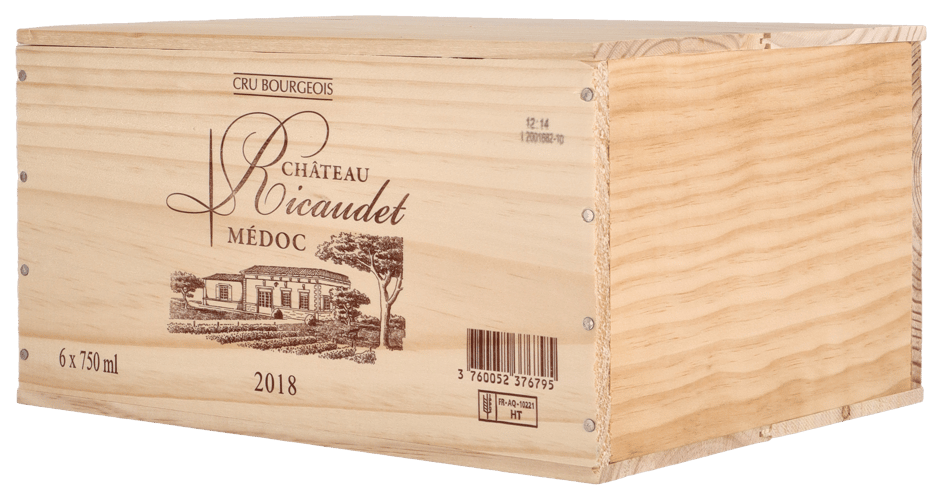 Château Ricaudet Médoc Cru Bourgeois 2018 i trälåda